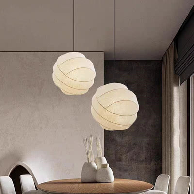 Contemporary Scandinavian Globe Iron Fabric 1-Light Pendant Light For Living Room