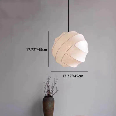 Contemporary Scandinavian Globe Iron Fabric 1-Light Pendant Light For Living Room