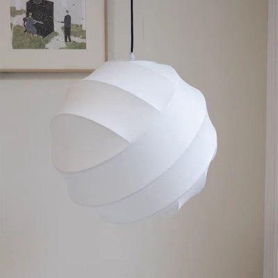 Contemporary Scandinavian Globe Iron Fabric 1-Light Pendant Light For Living Room