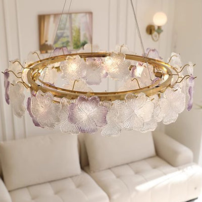 Contemporary Luxury Round Iron Glass 6/8-Light Chandelier For Living Room