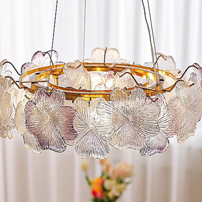 Contemporary Luxury Round Iron Glass 6/8-Light Chandelier For Living Room