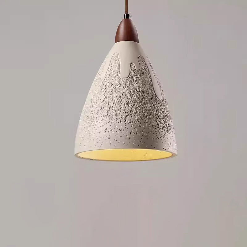 Modern Minimalist Column Cement Wood 1-Light Pendant Light For Living Room