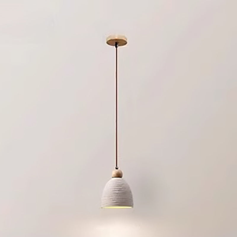 Modern Minimalist Column Cement Wood 1-Light Pendant Light For Living Room