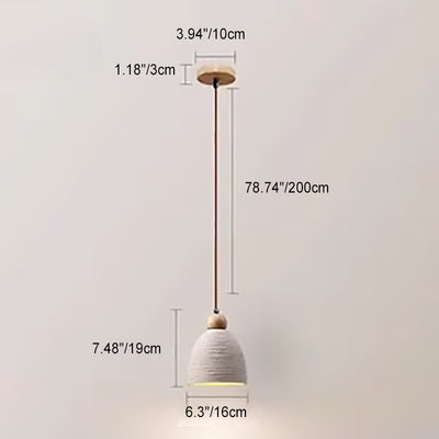 Modern Minimalist Column Cement Wood 1-Light Pendant Light For Living Room