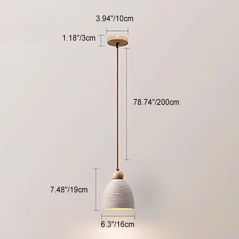 Modern Minimalist Column Cement Wood 1-Light Pendant Light For Living Room