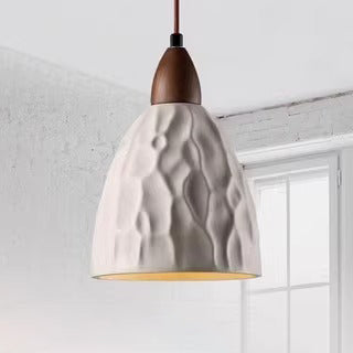 Modern Minimalist Column Cement Wood 1-Light Pendant Light For Living Room