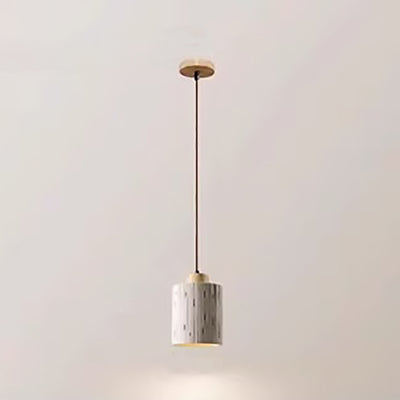 Modern Minimalist Column Cement Wood 1-Light Pendant Light For Living Room