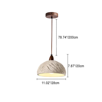 Traditional Japanese Drum Cement Wood 1-Light Pendant Light For Living Room