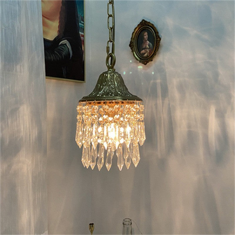 Contemporary Luxury Teardrop Crystal Iron 1-Light Pendant Light For Living Room