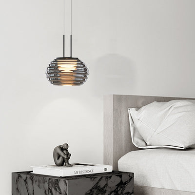 Moderne minimalistische Globus Stahl Glas LED Pendelleuchte für Wohnzimmer 