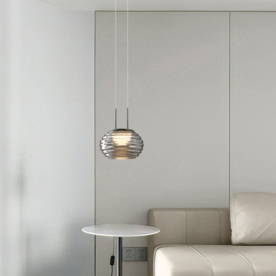 Moderne minimalistische Globus Stahl Glas LED Pendelleuchte für Wohnzimmer 