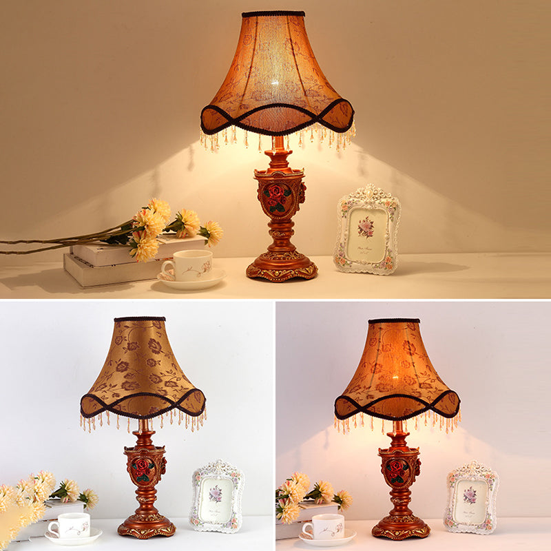 Traditional European Drum Resin Fabric 1-Light Table Lamp For Living Room