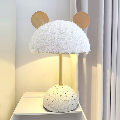 Contemporary Creative Dome Iron Fabric Stone 1-Light Table Lamp For Living Room