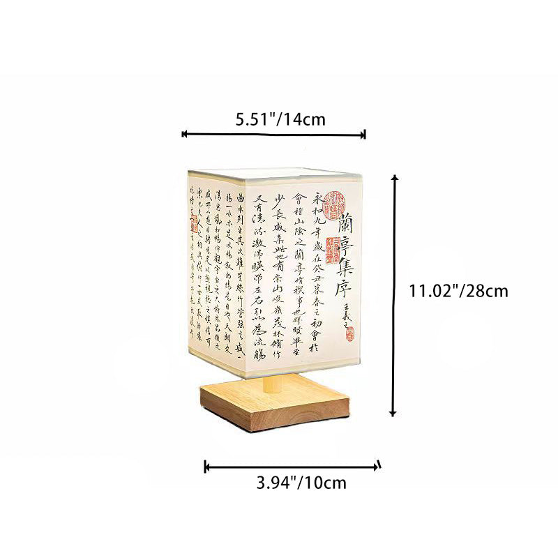 Traditional Chinese Rectangular Wood Fabric 1-Light Table Lamp For Living Room