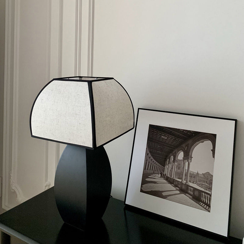 Contemporary Retro Drum Iron Fabric 1-Light Table Lamp For Living Room