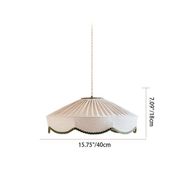 Traditional European Round Fabric 1-Light Pendant Light For Living Room