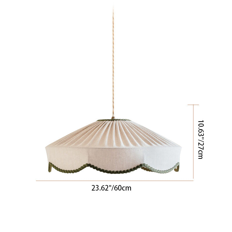 Traditional European Round Fabric 1-Light Pendant Light For Living Room