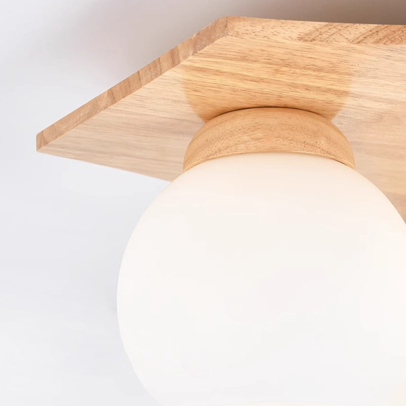 Zeitgenössische nordische Globus Holz Eisen Glas 3/5-Licht Semi-Flush Mount Deckenleuchte für Wohnzimmer 