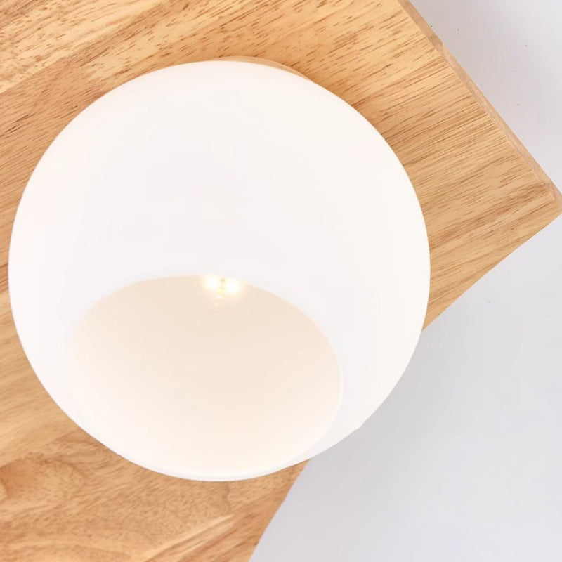 Zeitgenössische nordische Globus Holz Eisen Glas 3/5-Licht Semi-Flush Mount Deckenleuchte für Wohnzimmer 