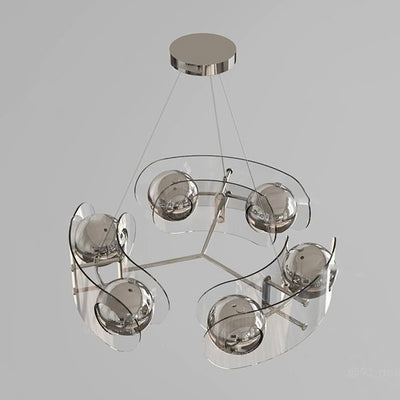 Modern Minimalist Oval Acrylic Iron Round 6-Light Chandelier For Living Room