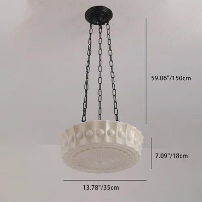 Contemporary Retro Drum Iron Glass 1-Light Chandelier For Living Room