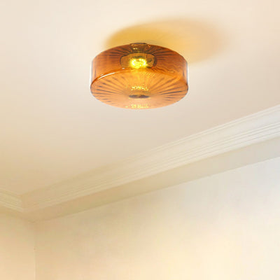 Contemporary Scandinavian Round Iron Glass LED Semi-Flush Mount Ceiling Light For Living Room