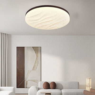 Modern Minimalist Round Wood Acrylic LED Flush Mount Ceiling Light For Living Room