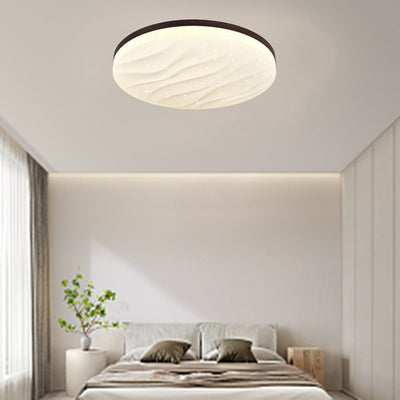 Modern Minimalist Round Wood Acrylic LED Flush Mount Ceiling Light For Living Room