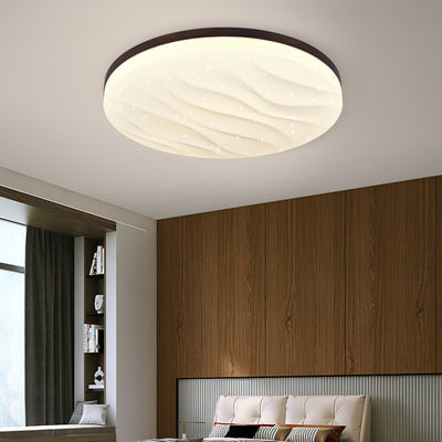 Modern Minimalist Round Wood Acrylic LED Flush Mount Ceiling Light For Living Room