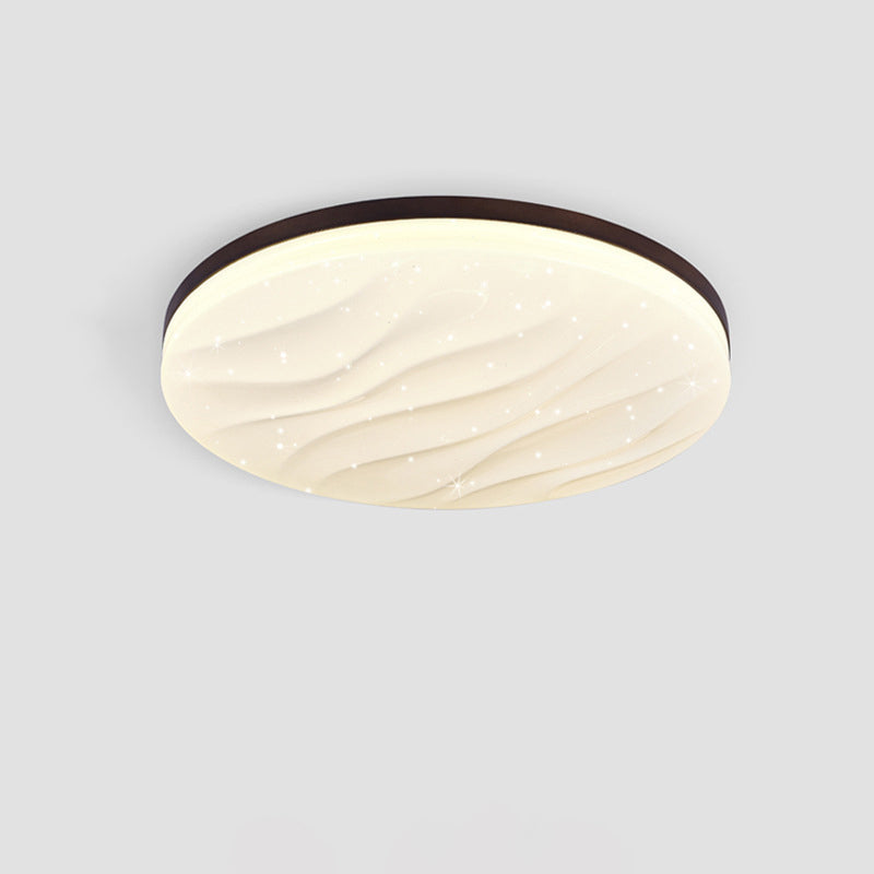 Modern Minimalist Round Wood Acrylic LED Flush Mount Ceiling Light For Living Room