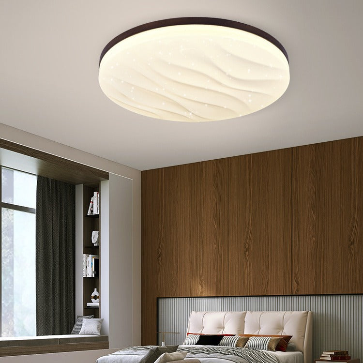 Modern Minimalist Round Wood Acrylic LED Flush Mount Ceiling Light For Living Room