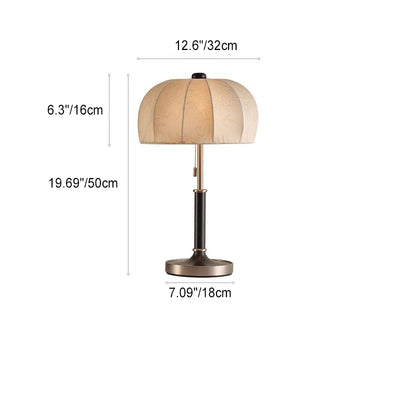 Traditional French Dome Wood Iron Fabric 1-Light Table Lamp For Living Room