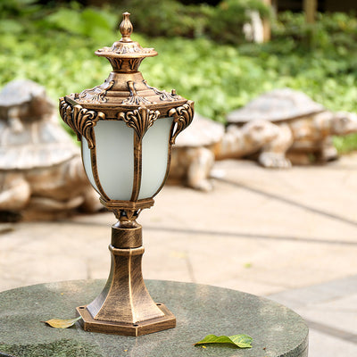 Traditional European Column Aluminum Glass 1-Light Post Head Landscape Light For Garden