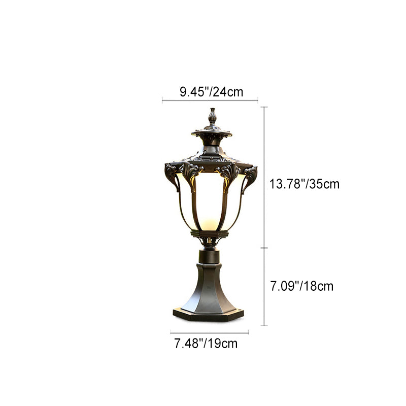 Traditional European Column Aluminum Glass 1-Light Post Head Landscape Light For Garden