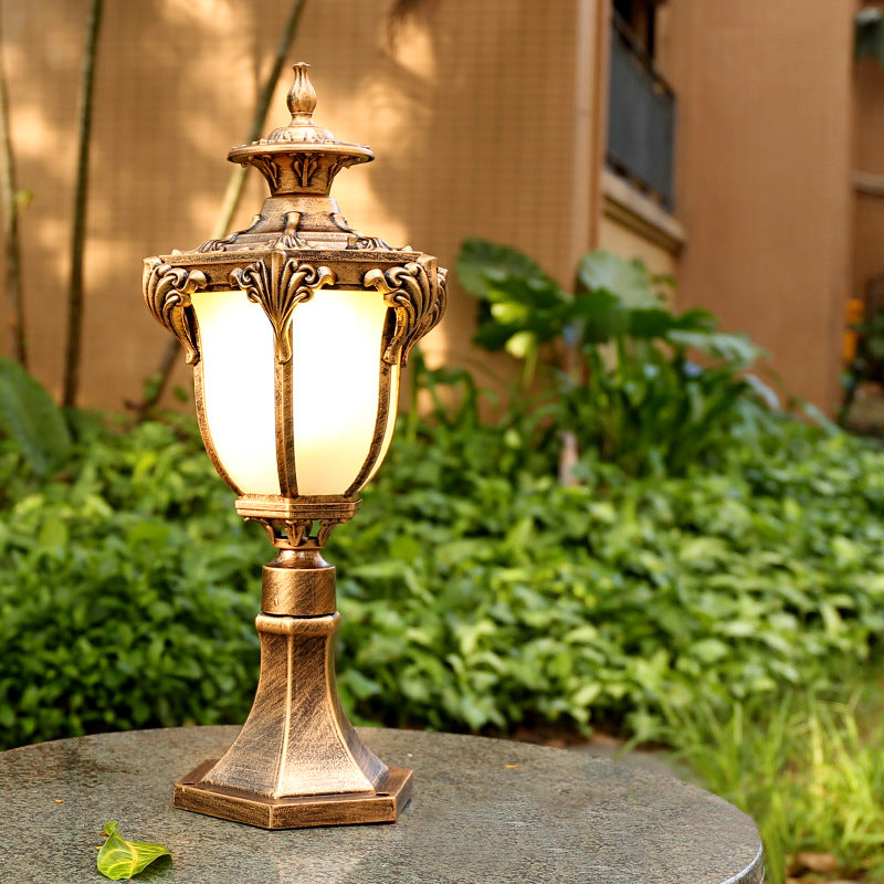 Traditional European Column Aluminum Glass 1-Light Post Head Landscape Light For Garden