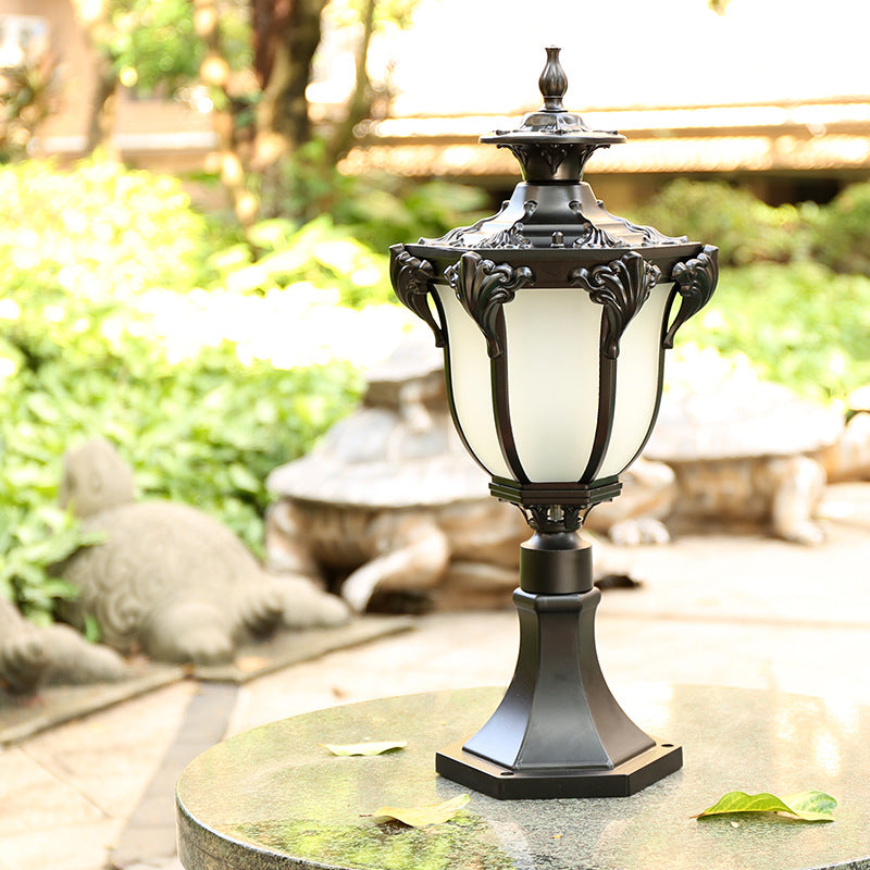 Traditional European Column Aluminum Glass 1-Light Post Head Landscape Light For Garden