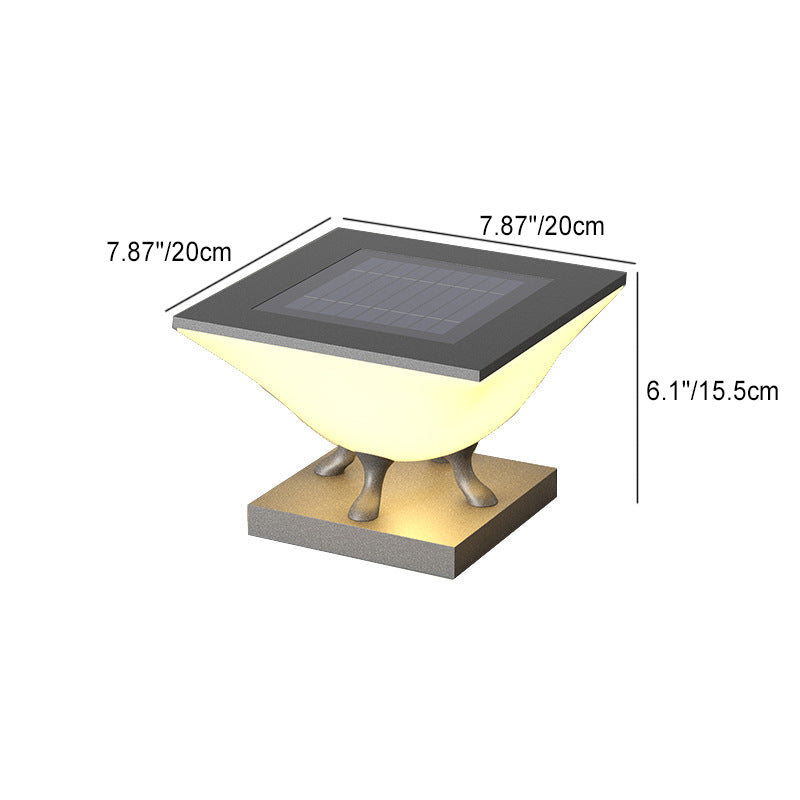 Modern Minimalist Square Acrylic Stainless Steel LED Solar Post Head Landscape Light For Garden