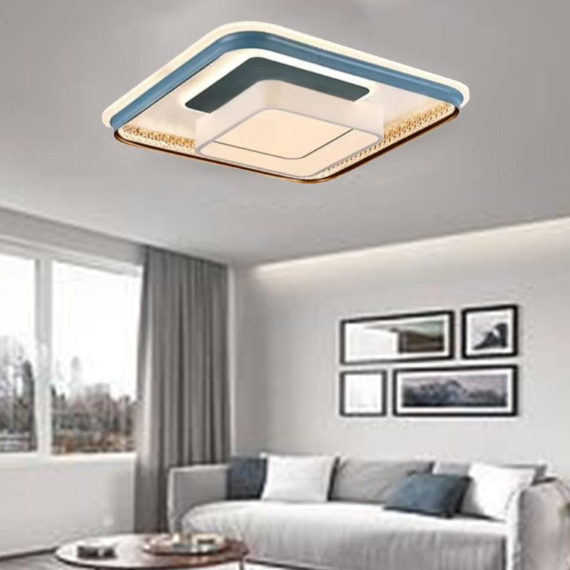 Modern Minimalist Square Iron Acrylic LED Flush Mount Ceiling Light For Living Room