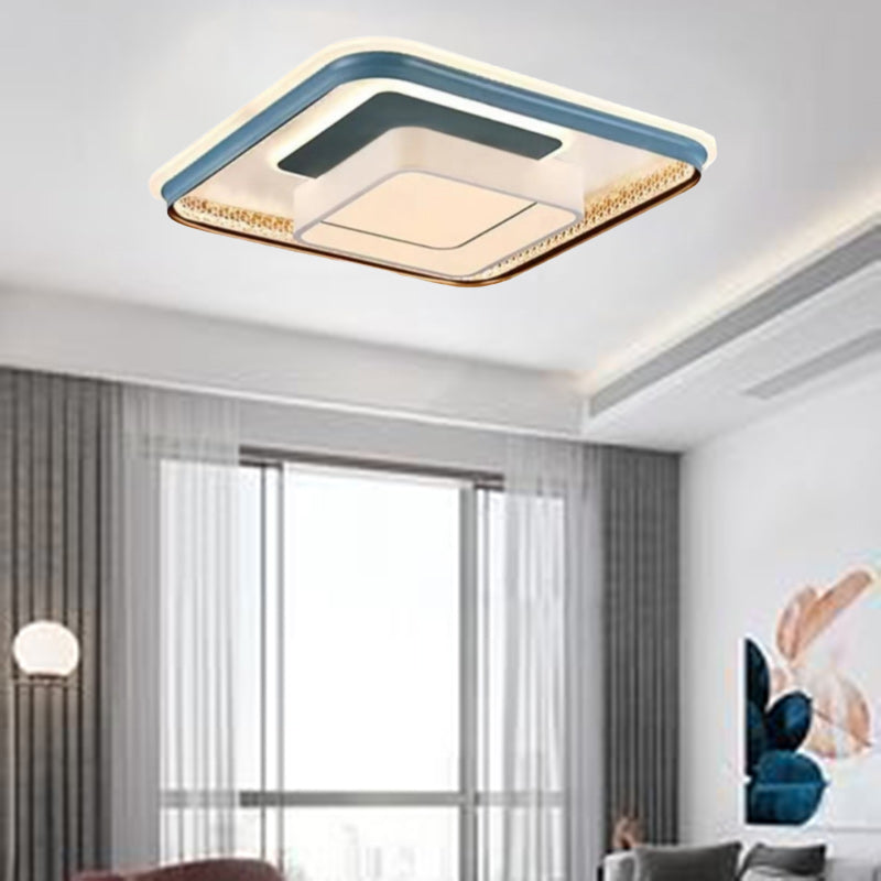 Modern Minimalist Square Iron Acrylic LED Flush Mount Ceiling Light For Living Room