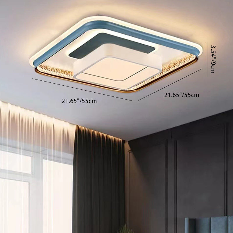 Modern Minimalist Square Iron Acrylic LED Flush Mount Ceiling Light For Living Room