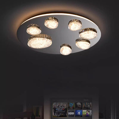 Contemporary Luxury Round Stainless Steel Acrylic LED Flush Mount Ceiling Light For Living Room