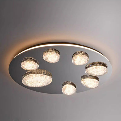 Contemporary Luxury Round Stainless Steel Acrylic LED Flush Mount Ceiling Light For Living Room