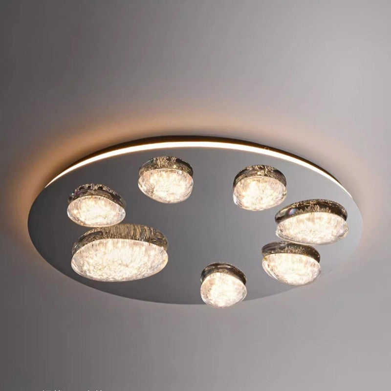 Contemporary Luxury Round Stainless Steel Acrylic LED Flush Mount Ceiling Light For Living Room