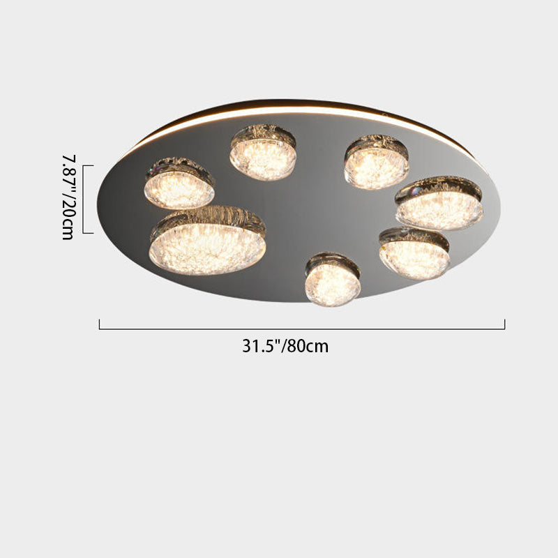 Contemporary Luxury Round Stainless Steel Acrylic LED Flush Mount Ceiling Light For Living Room