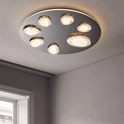 Contemporary Luxury Round Stainless Steel Acrylic LED Flush Mount Ceiling Light For Living Room