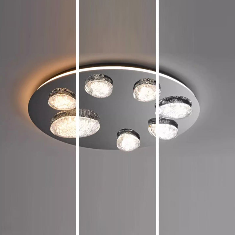 Contemporary Luxury Round Stainless Steel Acrylic LED Flush Mount Ceiling Light For Living Room