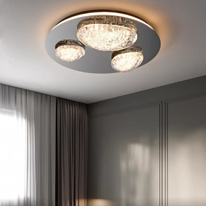 Contemporary Luxury Round Stainless Steel Acrylic LED Flush Mount Ceiling Light For Living Room