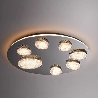 Contemporary Luxury Round Stainless Steel Acrylic LED Flush Mount Ceiling Light For Living Room