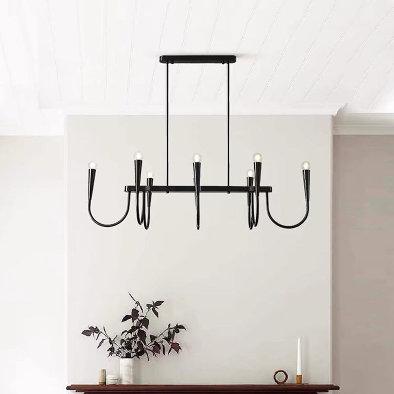 Contemporary Industrial Stripe Hardware 8-Light Island Light Chandelier For Dining Room