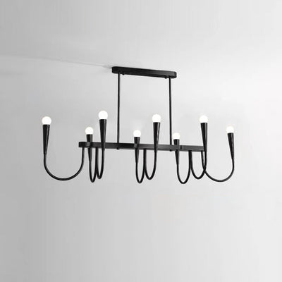 Contemporary Industrial Stripe Hardware 8-Light Island Light Chandelier For Dining Room